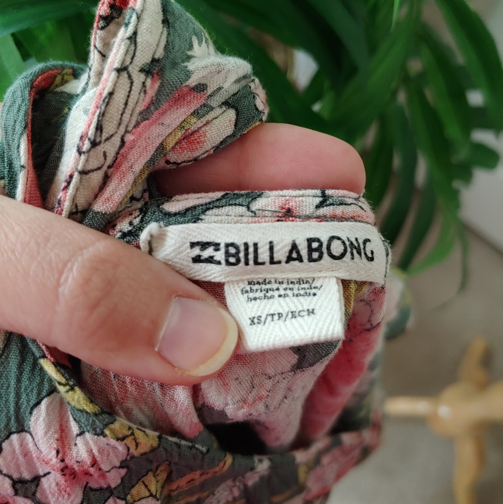 (SOLD) Billabong Shift Flutter Floral Backless Mini Dress Green XS - Picture 8 of 8